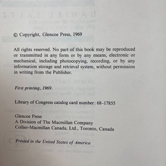 Elementary Algebra Bryant Nower Saltz 1969 First Printing - Picture 5 of 6